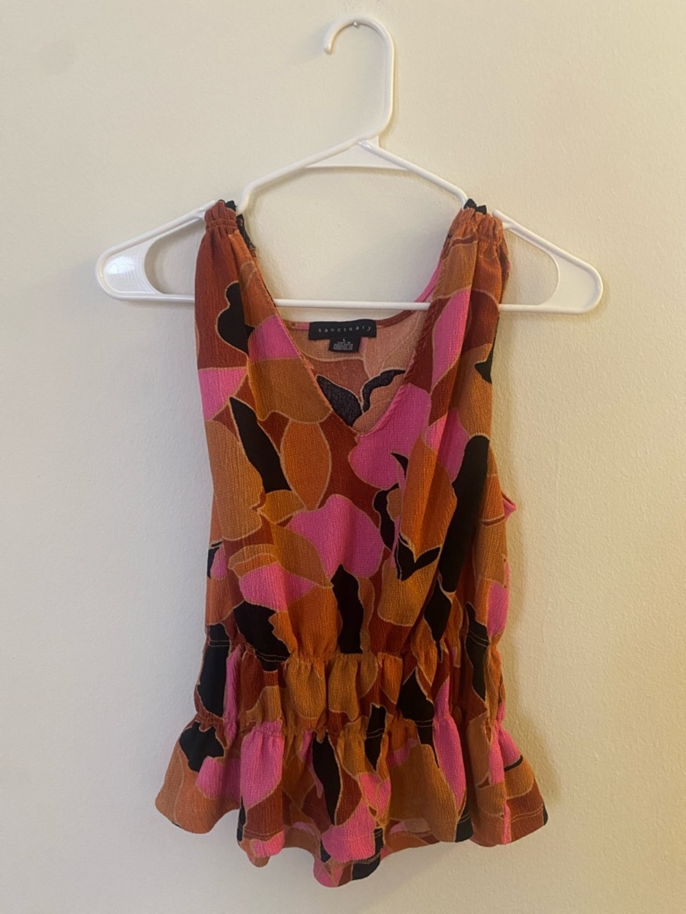 Sanctuary Pink and Rust Floral Sleeveless Blouse